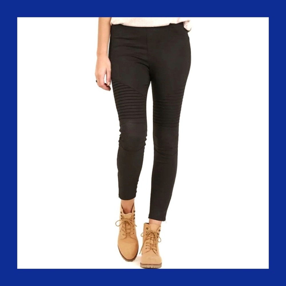 UMGEE Black Moto Zipper Hem Leggings S NWT